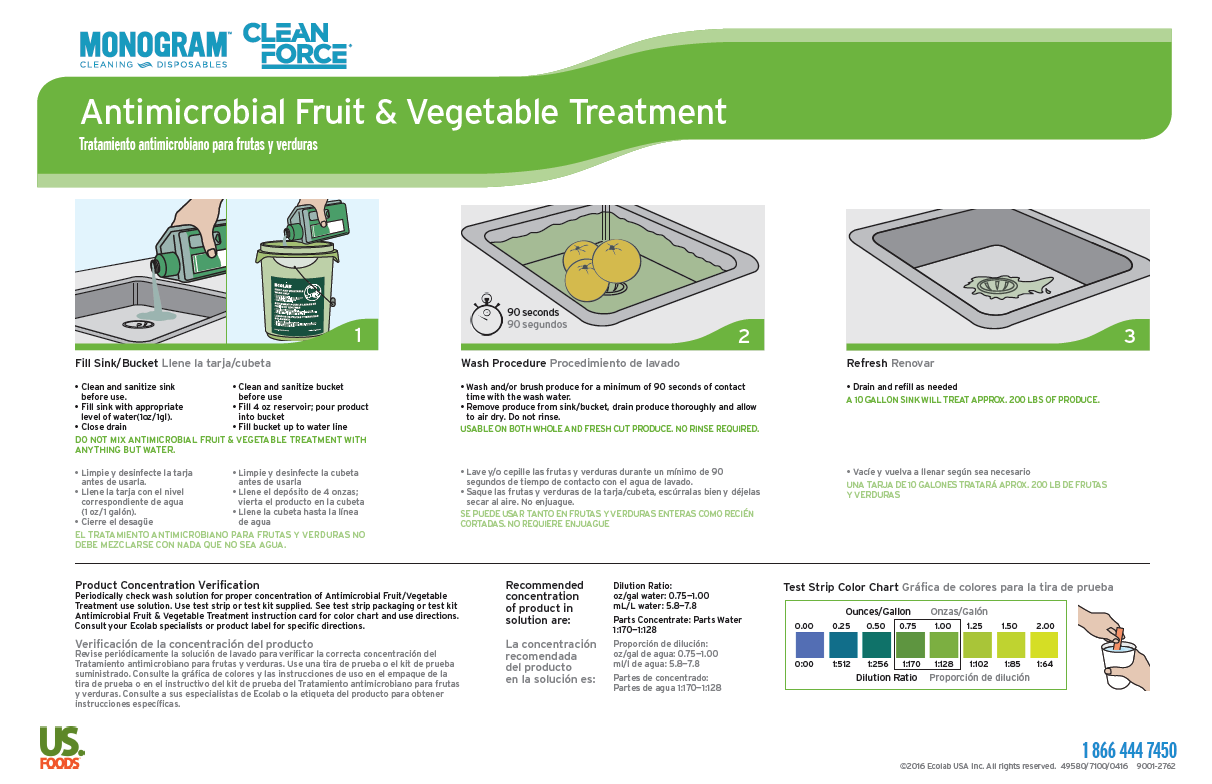 Monogram Clean Force Antimicrobial Fruit & Vegetable Treatment Wall Chart