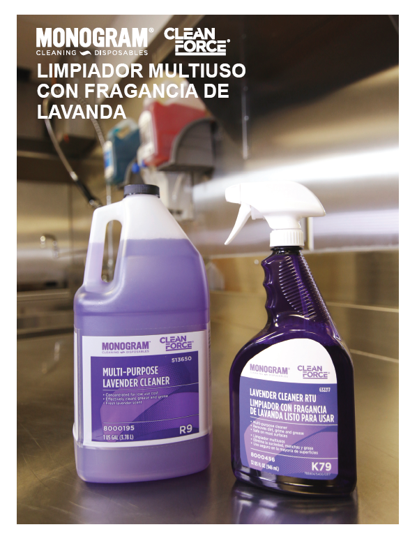 Monogram Clean Force Lavender Cleaners Sell Sheet (Spanish)
